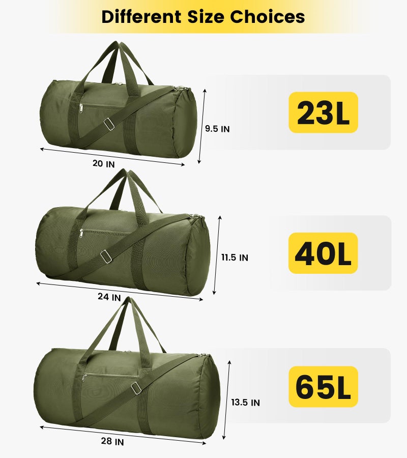 Vorspack Duffel Bag 24 Inches Foldable Lightweight Gym Bag with Inner Pocket for Travel Sports - Green - Image 3
